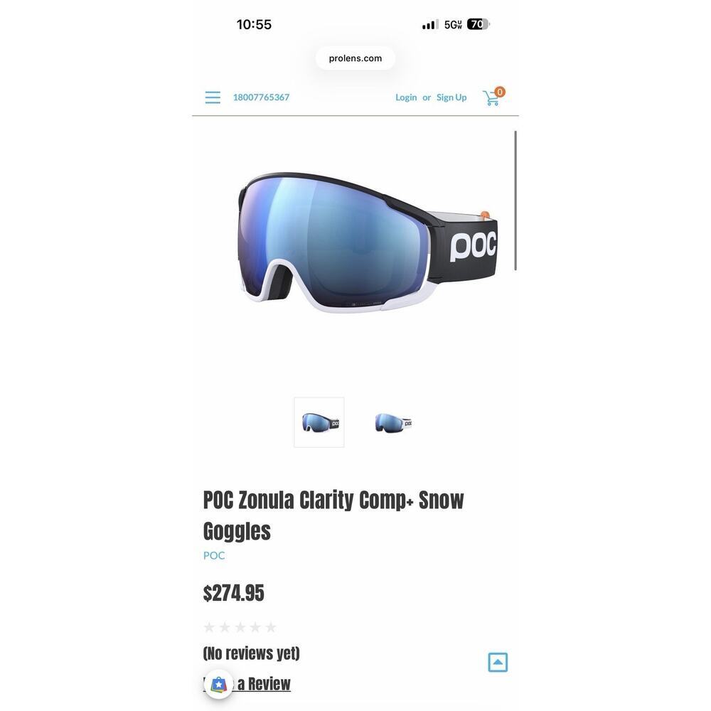 POC Snowboard Goggles Zonula Race Black/white Partly Sunny Blue NIB $300